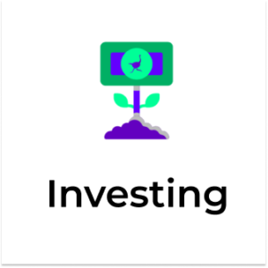 investing purple and green ostrich icon