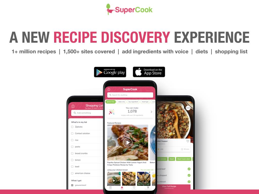 SuperCook app experience on one glance. SuperCook offers over one million recipes. You can create melas based on the ingredients in your kitchen and save money on groceries.