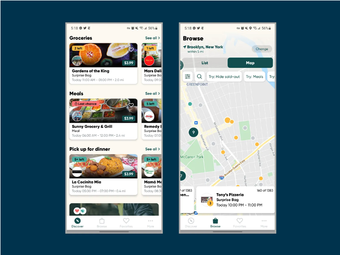 Too Good To Go App overview on one glance. Save groceries from being disposed by connecting with local restaurants. 